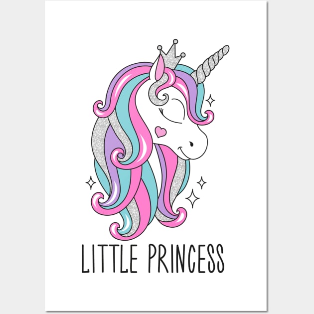 little princess unicorn, modern style tshirt Wall Art by Tshirt lover 1